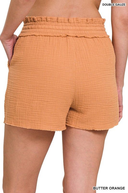 ZENANA Double Elasticband Drawstring Waist Shorts us.meeeshop - 