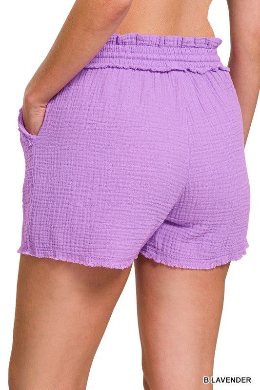 ZENANA Double Elasticband Drawstring Waist Shorts us.meeeshop - 