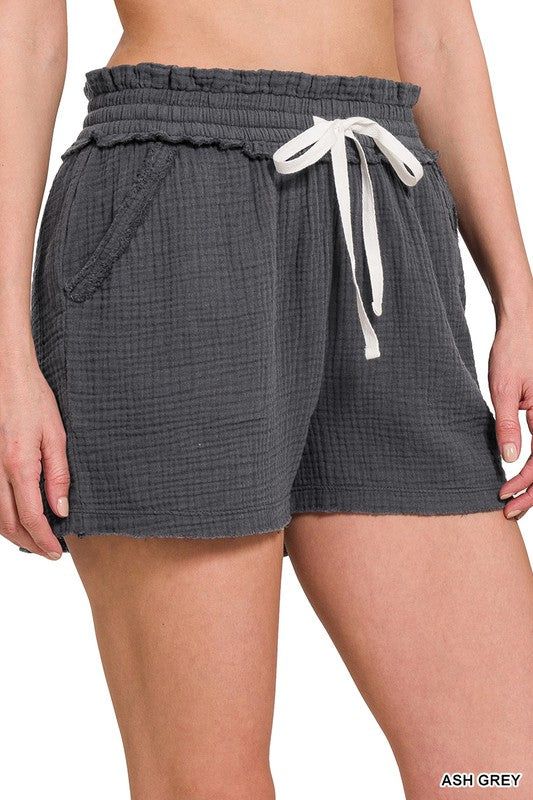 ZENANA Double Elasticband Drawstring Waist Shorts us.meeeshop - 