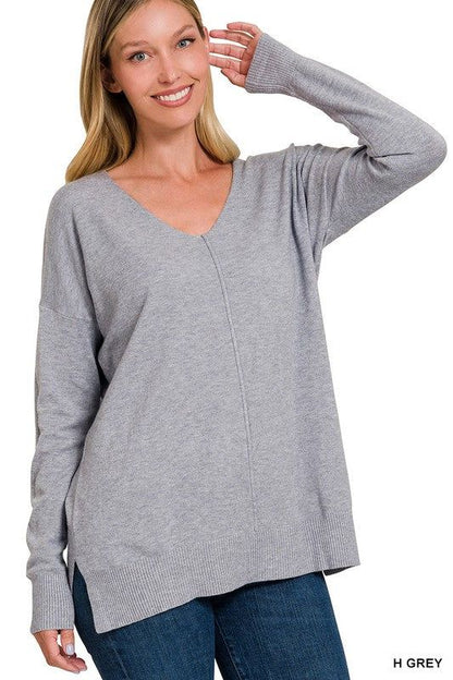 ZENANA Garment Dyed Front Seam Sweater us.meeeshop - 