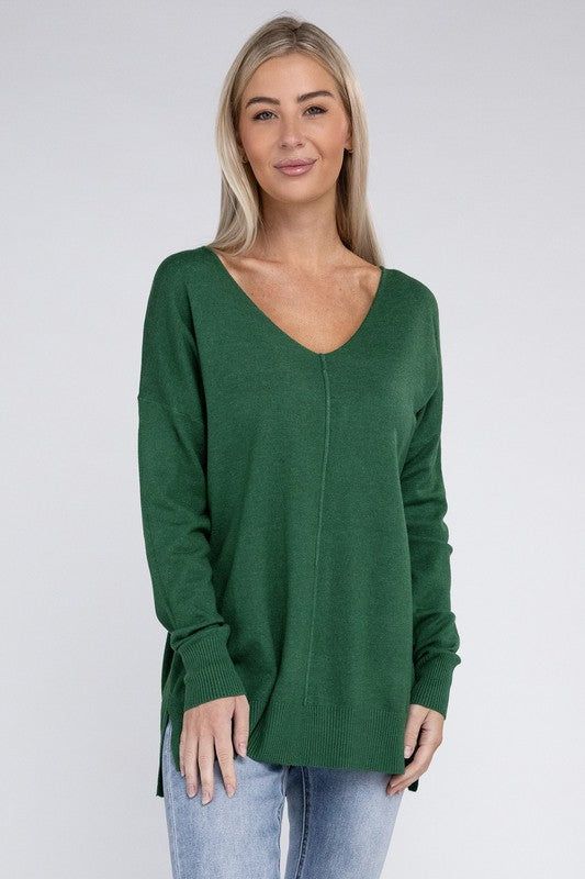 ZENANA Garment Dyed Front Seam Sweater us.meeeshop - 