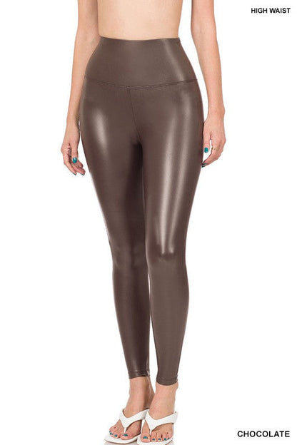 High Rise Faux Leather Leggings | us.meeeshop
