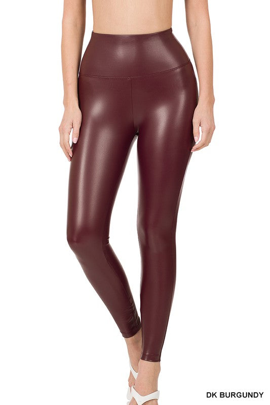 High Rise Faux Leather Leggings | us.meeeshop