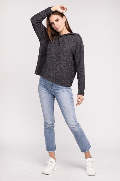 ZENANA Hooded Brushed Melange Hacci Sweater us.meeeshop - 