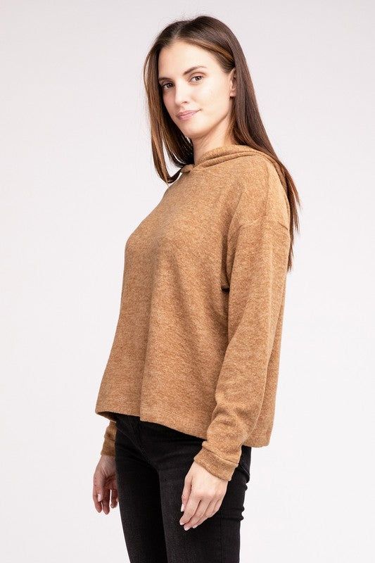 ZENANA Hooded Brushed Melange Hacci Sweater us.meeeshop - 