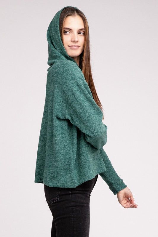 ZENANA Hooded Brushed Melange Hacci Sweater us.meeeshop - 