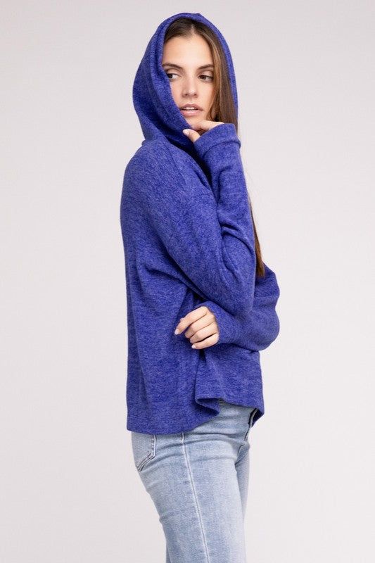 ZENANA Hooded Brushed Melange Hacci Sweater us.meeeshop - 