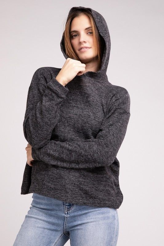 ZENANA Hooded Brushed Melange Hacci Sweater us.meeeshop - 