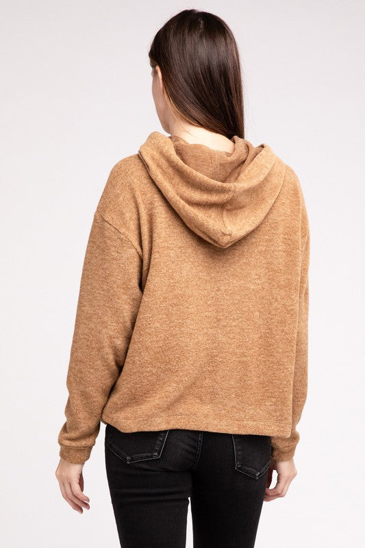 ZENANA Hooded Brushed Melange Hacci Sweater | us.meeeshop