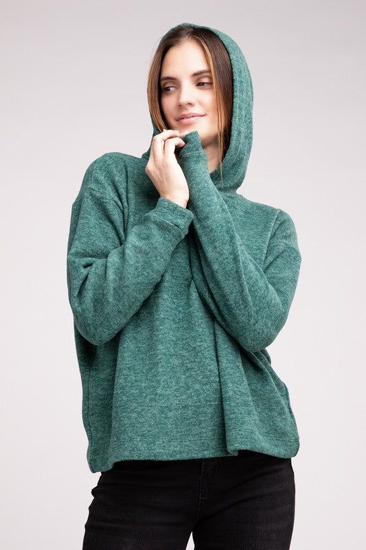 ZENANA Hooded Brushed Melange Hacci Sweater us.meeeshop - 