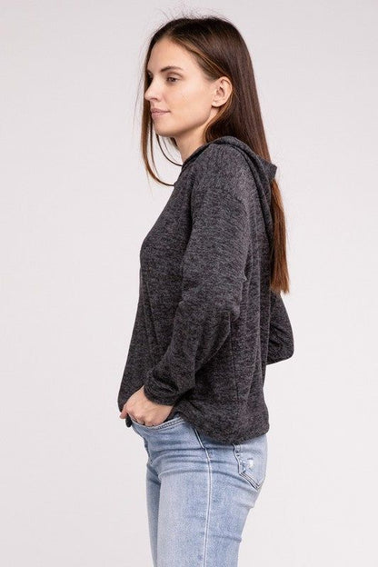 ZENANA Hooded Brushed Melange Hacci Sweater us.meeeshop - 