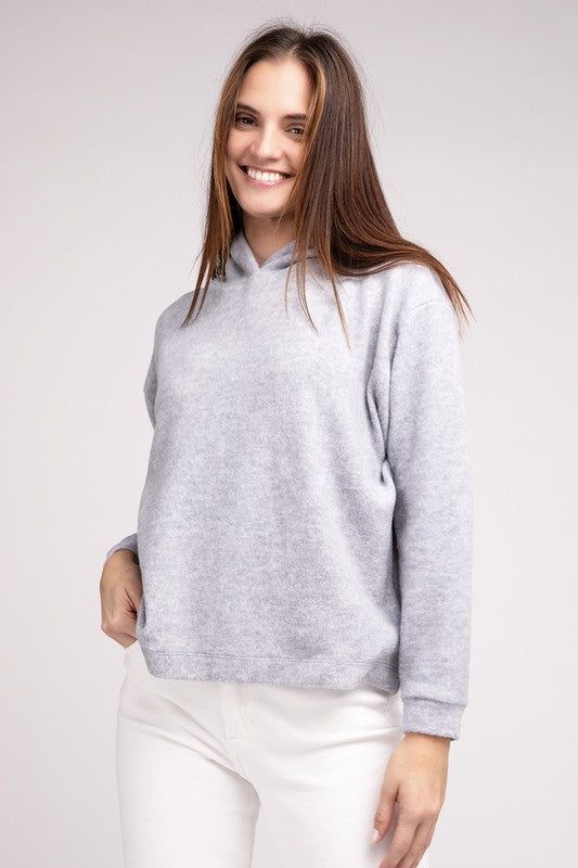 ZENANA Hooded Brushed Melange Hacci Sweater us.meeeshop - 