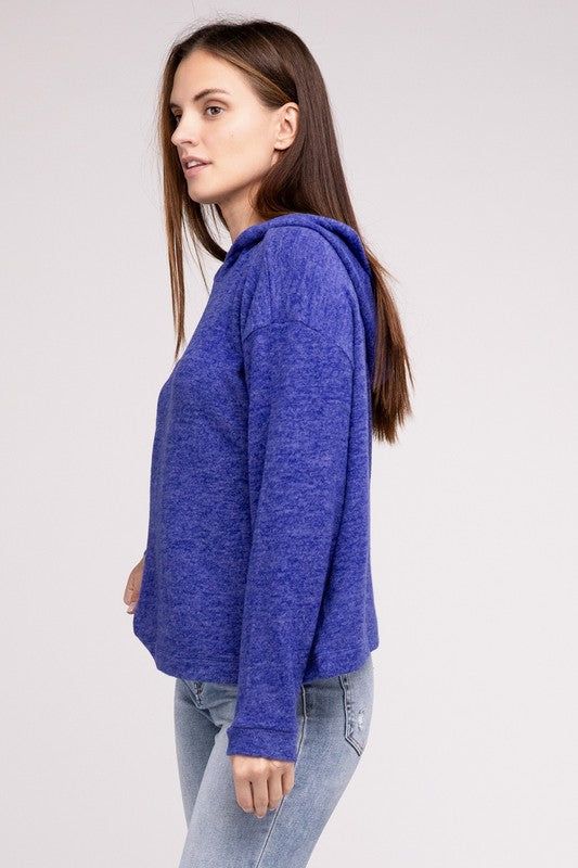 ZENANA Hooded Brushed Melange Hacci Sweater us.meeeshop - 