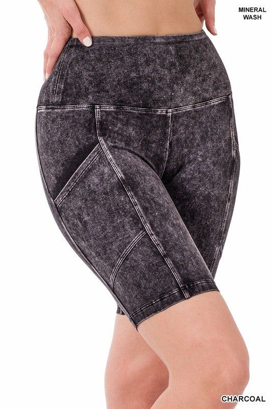 ZENANA | Mineral Wash Wide Waistband Pocket Leggings us.meeeshop - 