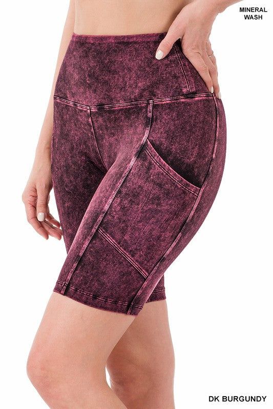 ZENANA | Mineral Wash Wide Waistband Pocket Leggings us.meeeshop - 