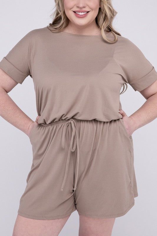 ZENANA Plus Brushed DTY Romper with Pockets us.meeeshop - 