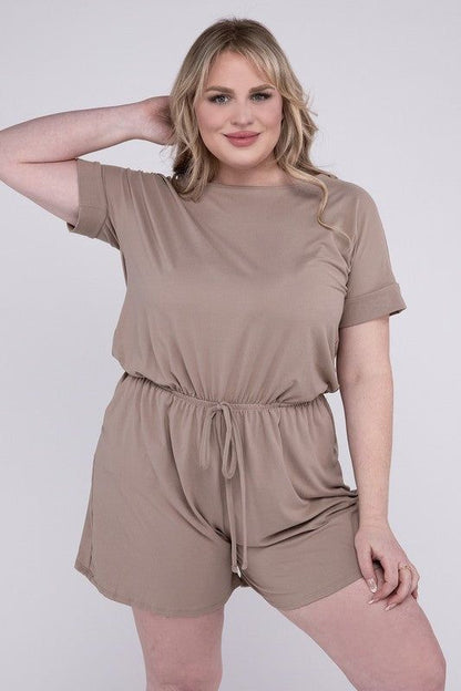 ZENANA Plus Brushed DTY Romper with Pockets us.meeeshop - Jumpsuits & Rompers