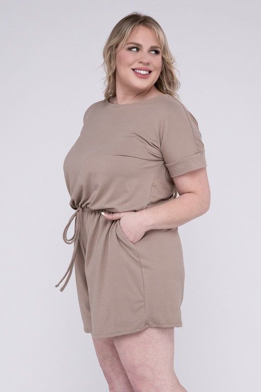 ZENANA Plus Brushed DTY Romper with Pockets us.meeeshop - 