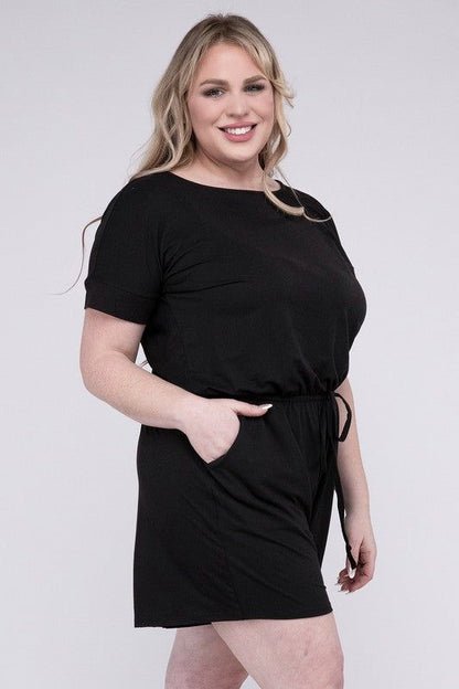 ZENANA Plus Brushed DTY Romper with Pockets us.meeeshop - 