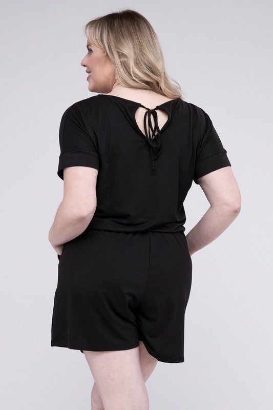 ZENANA Plus Brushed DTY Romper with Pockets us.meeeshop - 