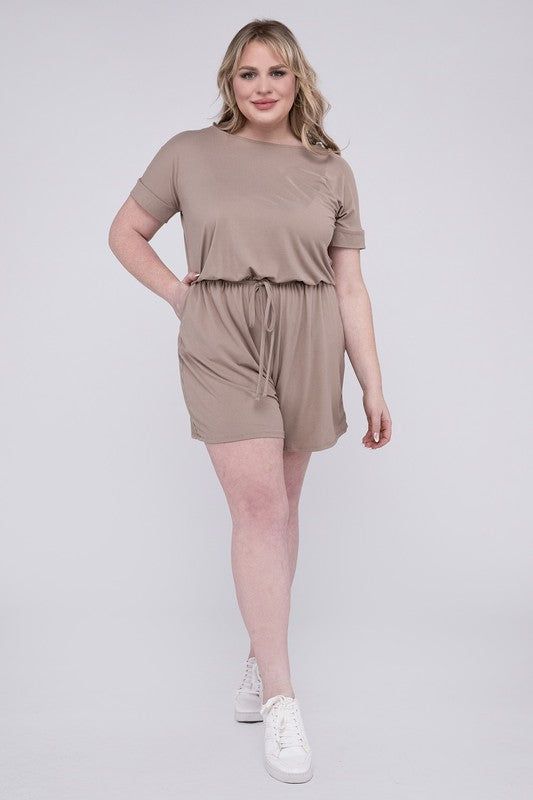 ZENANA Plus Brushed DTY Romper with Pockets us.meeeshop - 