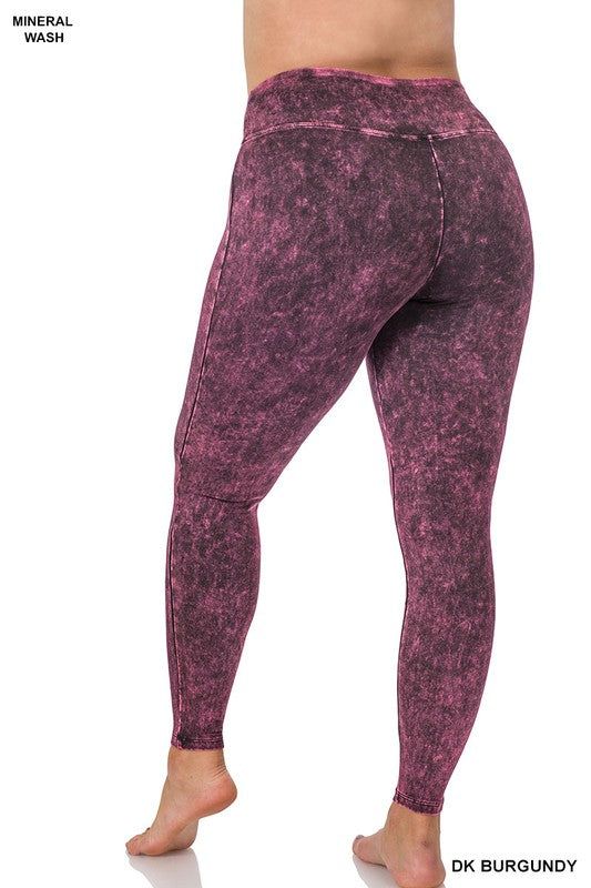 ZENANA | Plus Mineral Washed Wide Waistband Yoga Leggings us.meeeshop - 