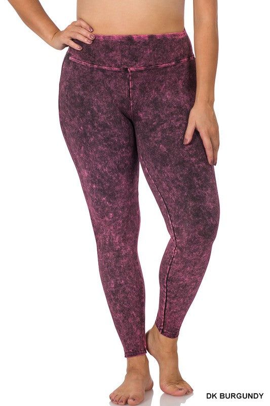 ZENANA | Plus Mineral Washed Wide Waistband Yoga Leggings us.meeeshop - 