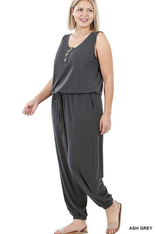 ZENANA | Plus Sleeveless Jogger Jumpsuit us.meeeshop - Jumpsuits & Rompers