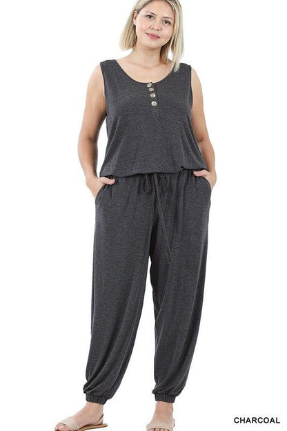 ZENANA | Plus Sleeveless Jogger Jumpsuit us.meeeshop - 