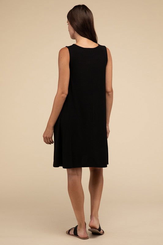 ZENANA Sleeveless Flared Dress with Side Pockets us.meeeshop - 