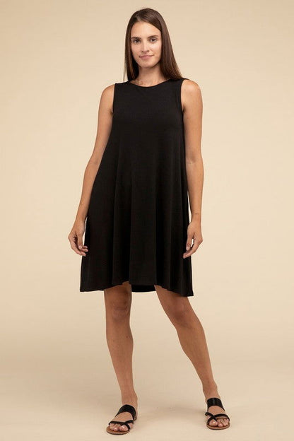 ZENANA Sleeveless Flared Dress with Side Pockets us.meeeshop - 