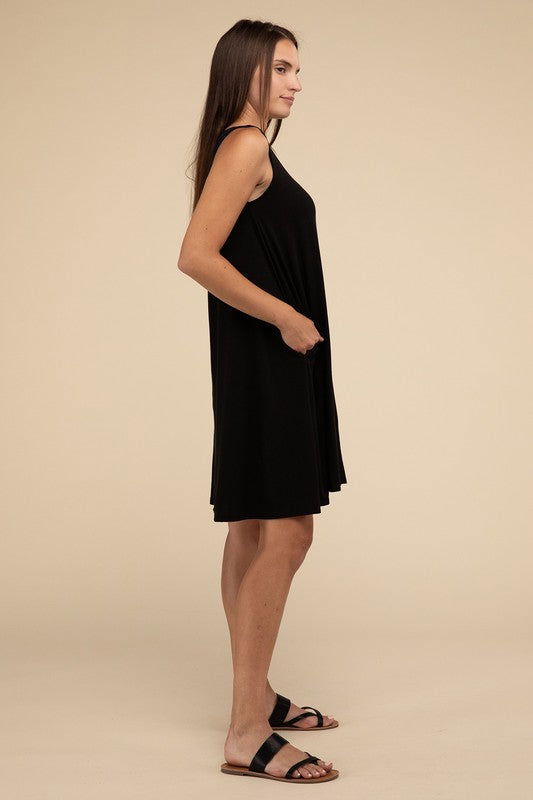 ZENANA Sleeveless Flared Dress with Side Pockets us.meeeshop - 