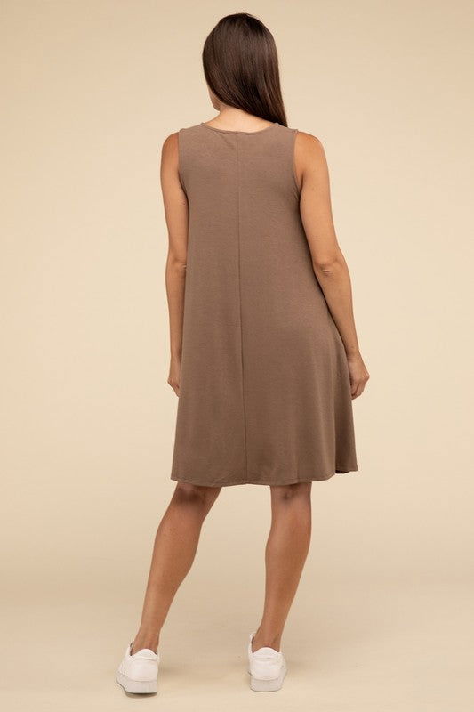 ZENANA Sleeveless Flared Dress with Side Pockets us.meeeshop - 