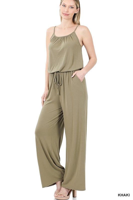 ZENANA | Spaghetti Strap Jumpsuit With Pocket us.meeeshop - Jumpsuits & Rompers