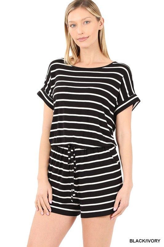 ZENANA | Stripe Romper With Pockets us.meeeshop - 