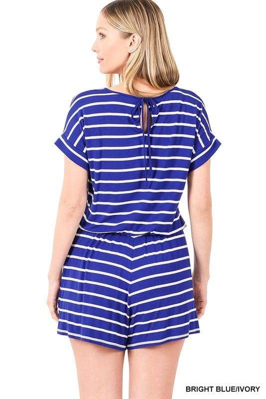 ZENANA | Stripe Romper With Pockets us.meeeshop - 