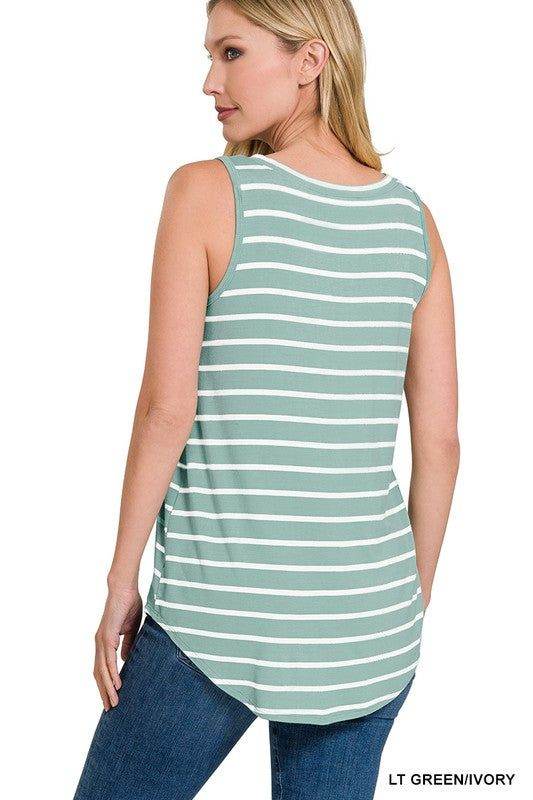 ZENANA | Stripe Sleeveless V-Neck Top - us.meeeshop