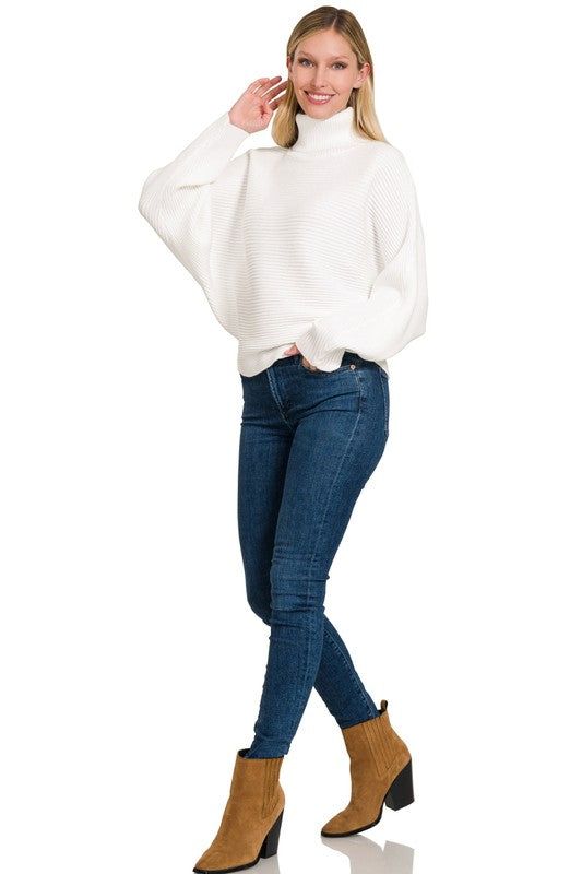 ZENANA | Viscose Dolman Sleeve Turtleneck Sweater us.meeeshop - 