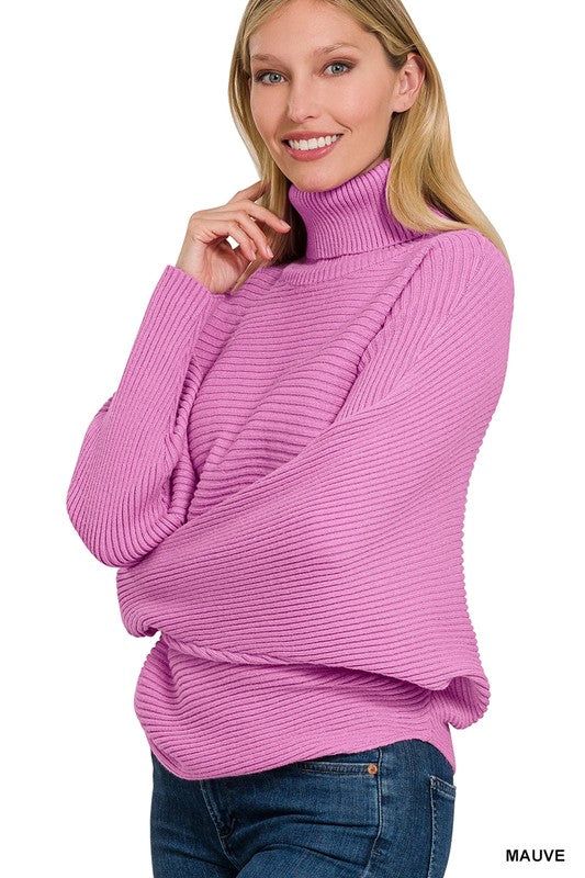 ZENANA | Viscose Dolman Sleeve Turtleneck Sweater us.meeeshop - 