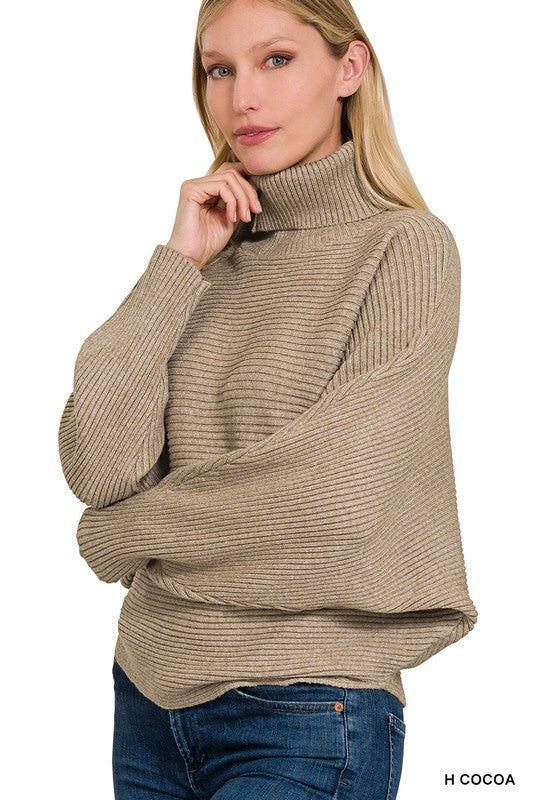 ZENANA | Viscose Dolman Sleeve Turtleneck Sweater us.meeeshop - 