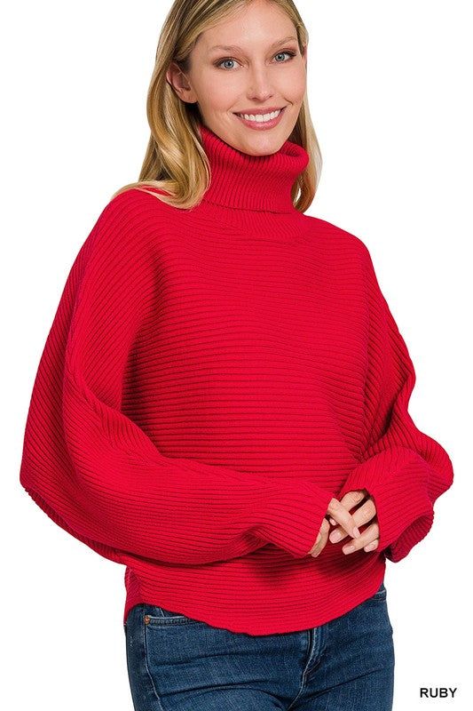 ZENANA | Viscose Dolman Sleeve Turtleneck Sweater us.meeeshop - 