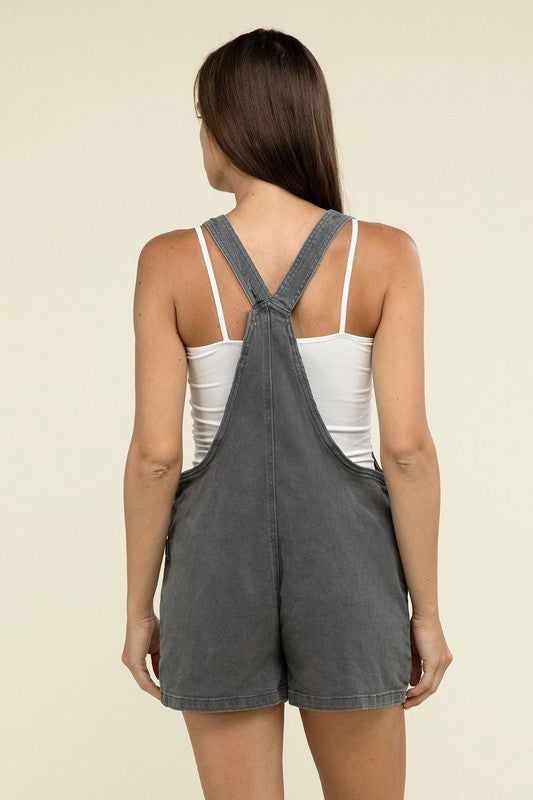 ZENANA Washed Knot Strap Romper us.meeeshop - 