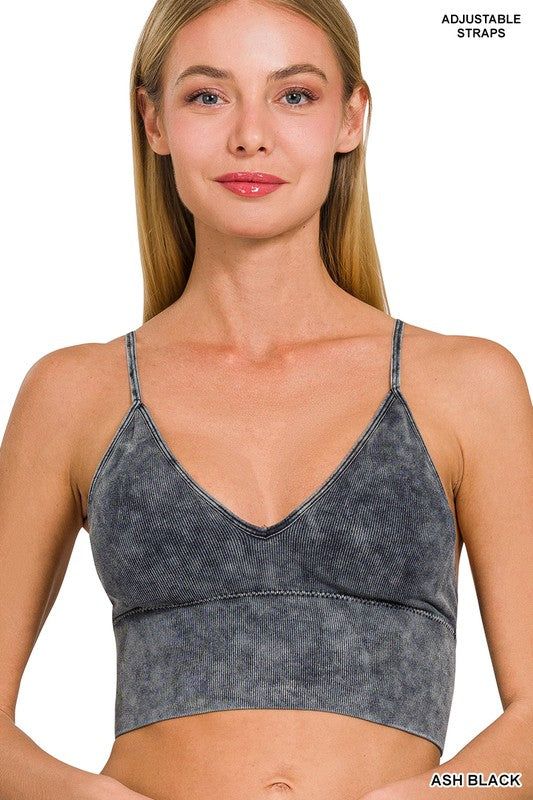 ZENANA Washed Ribbed Bra Padded Tank Top us.meeeshop - Shirts & Tops