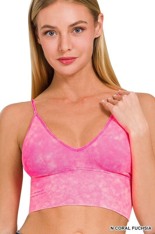 ZENANA Washed Ribbed Bra Padded Tank Top us.meeeshop - 