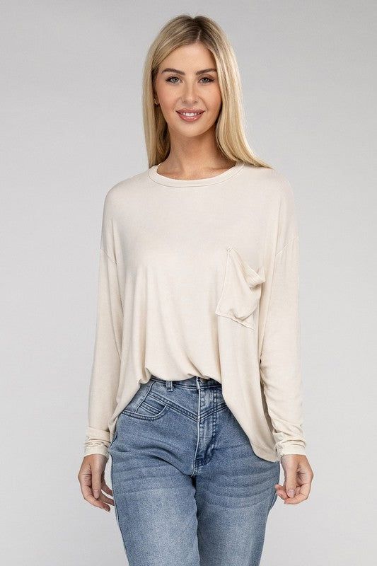 ZENANA Washed Ribbed Dolman Sleeve Round Neck Top us.meeeshop - 