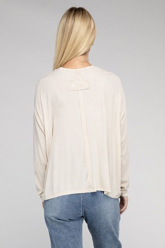 ZENANA Washed Ribbed Dolman Sleeve Round Neck Top us.meeeshop - 