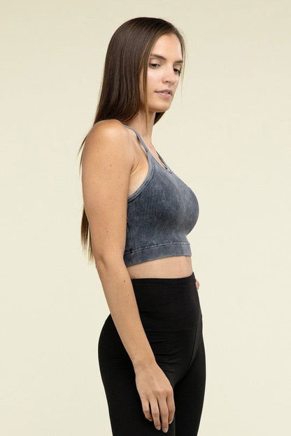 ZENANA Washed Ribbed Seamless Cropped Cami Top us.meeeshop - 