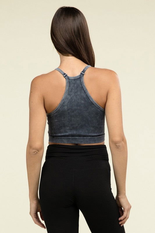 ZENANA Washed Ribbed Seamless Cropped Cami Top us.meeeshop - 