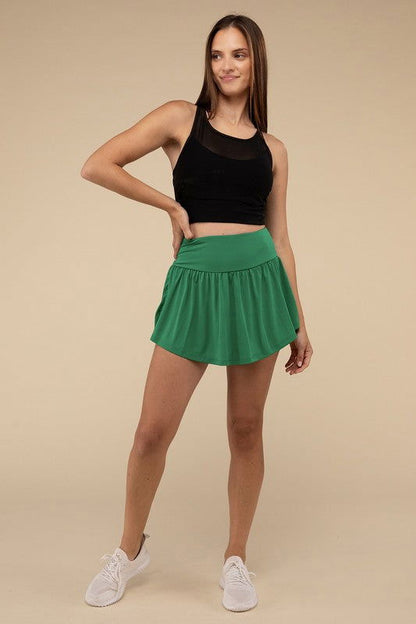 ZENANA Wide Band Tennis Skirt with Zippered Back Pocket us.meeeshop - 