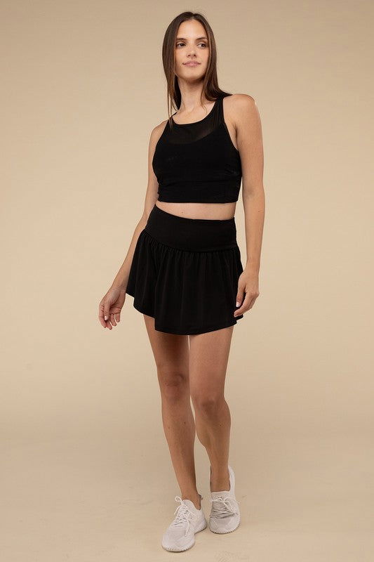 ZENANA Wide Band Tennis Skirt with Zippered Back Pocket us.meeeshop - 